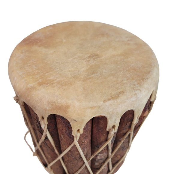 traditional buffalo raw hide and wooden drum. beautifully made - Picture 8 of 8